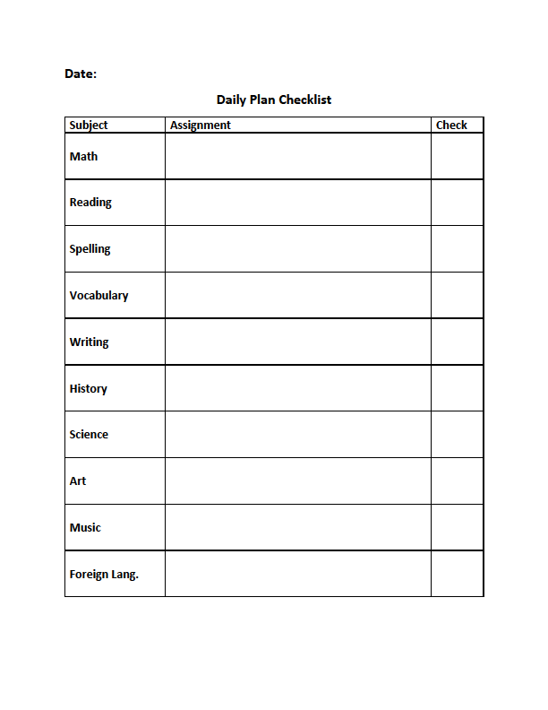 Daily Student Checklist Template - vrogue.co