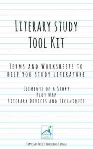 literary study tool kit elements of a story literary devices plot map practice worksheets #homeschool #homeschooling #literaturestudy #elementsofastory #literarydevices #homeschoolnovelstudy