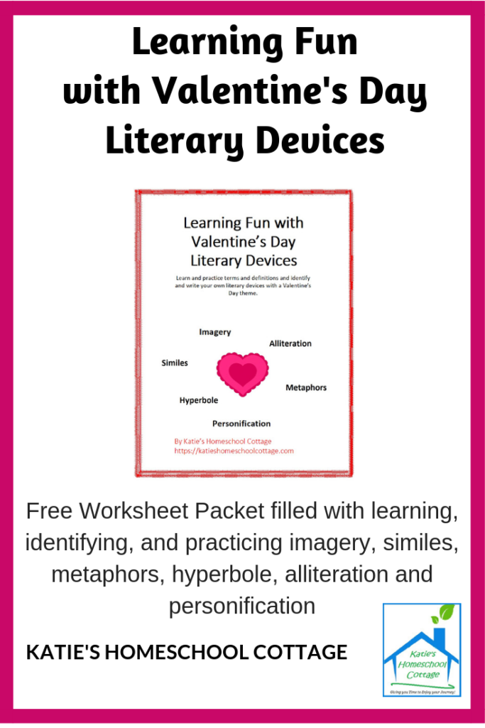 Valentines Day literary devices free worksheet packet