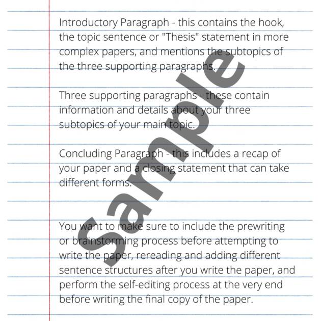 Sample of Steps to Write a 5 Paragraph Essay