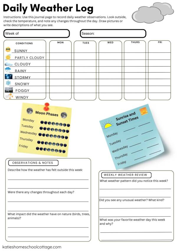 Weather Nature Study Journal Page