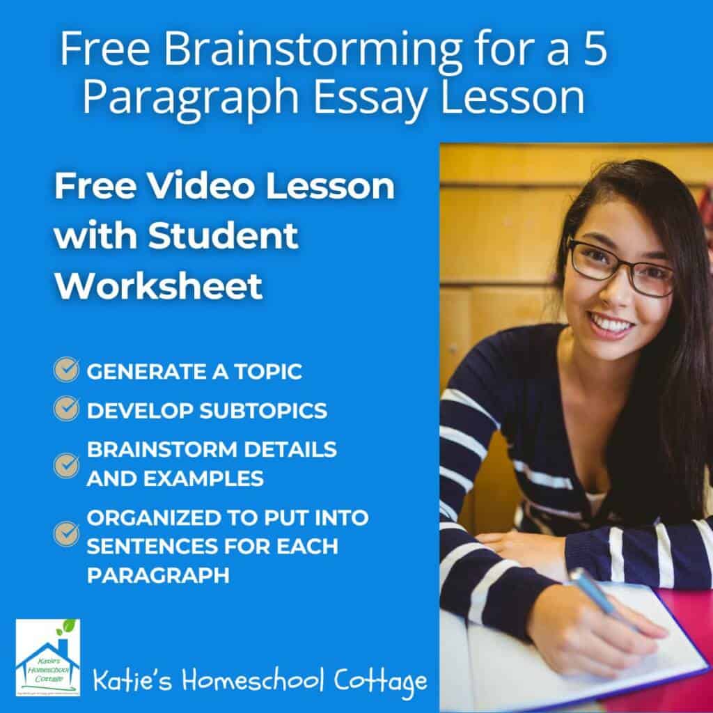 Free Brainstorming for a 5 Paragraph Essay Video Lesson and Worksheet